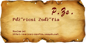 Páricsi Zsófia névjegykártya
