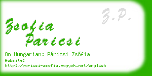 zsofia paricsi business card