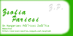 zsofia paricsi business card